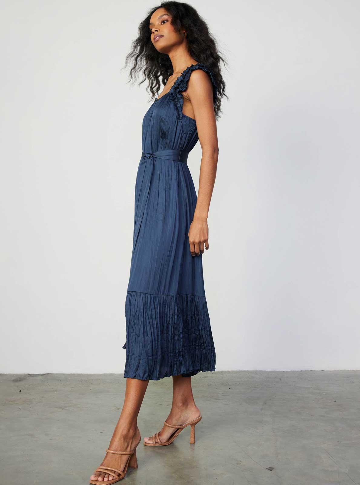 Double-Layer Ruffle Midi Dress