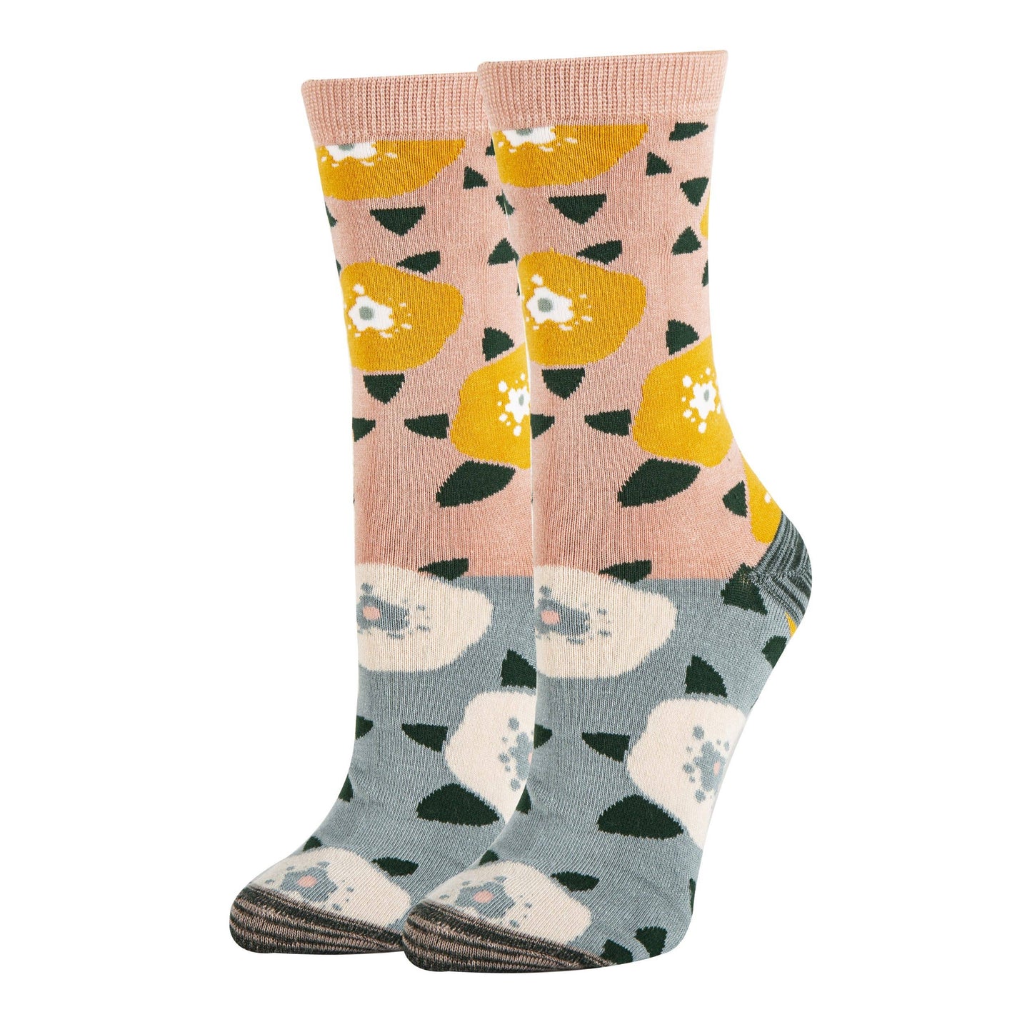 LA Flor| Women's Floral Premium Bamboo Crew Socks
