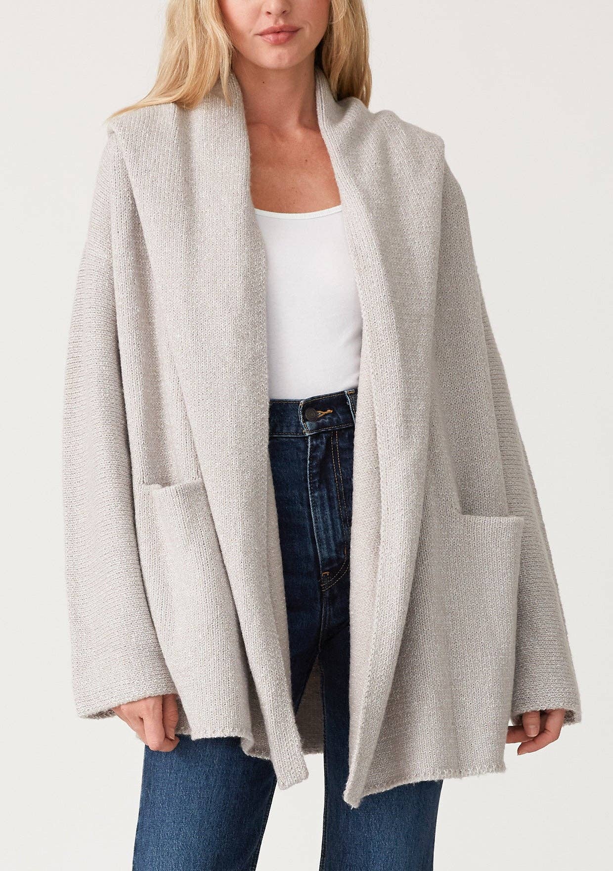 Lovestitch Mid-Length Oversized Long Sleeve Hooded Coatigan