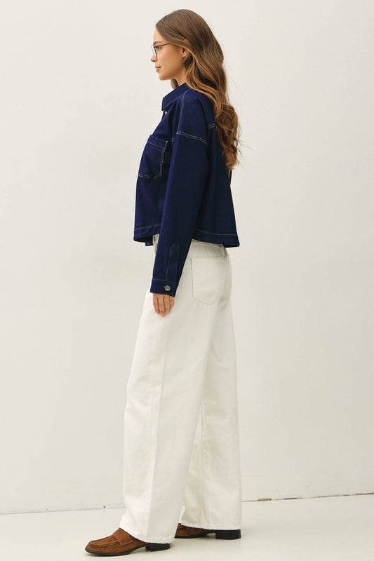 Be Cool Knit Denim Cropped Jacket