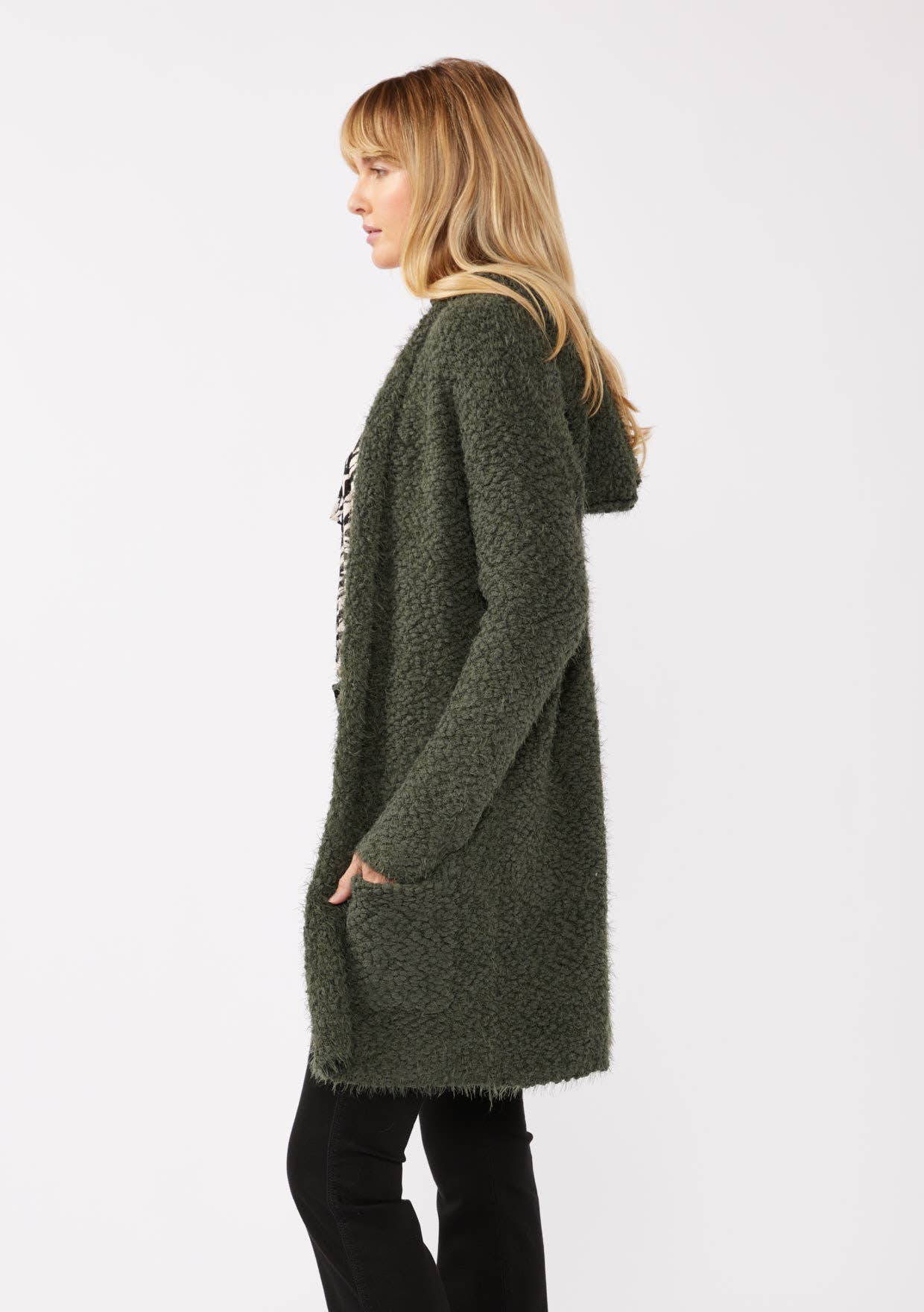 Lovestitch Hooded Cardigan with Pockets, 2 colors