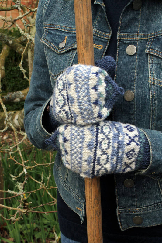 Classic Fairisle Glove Mitts Denim