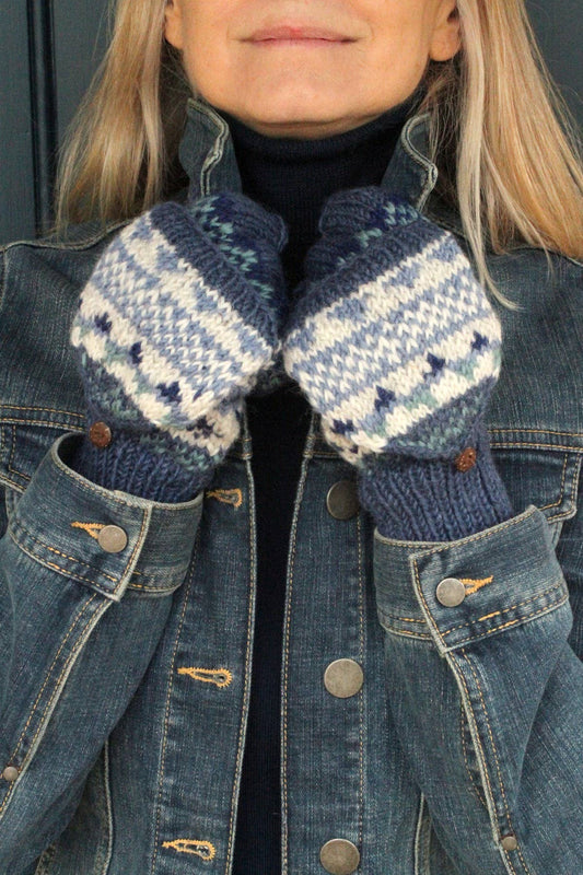 Classic Fairisle Glove Mitts Denim