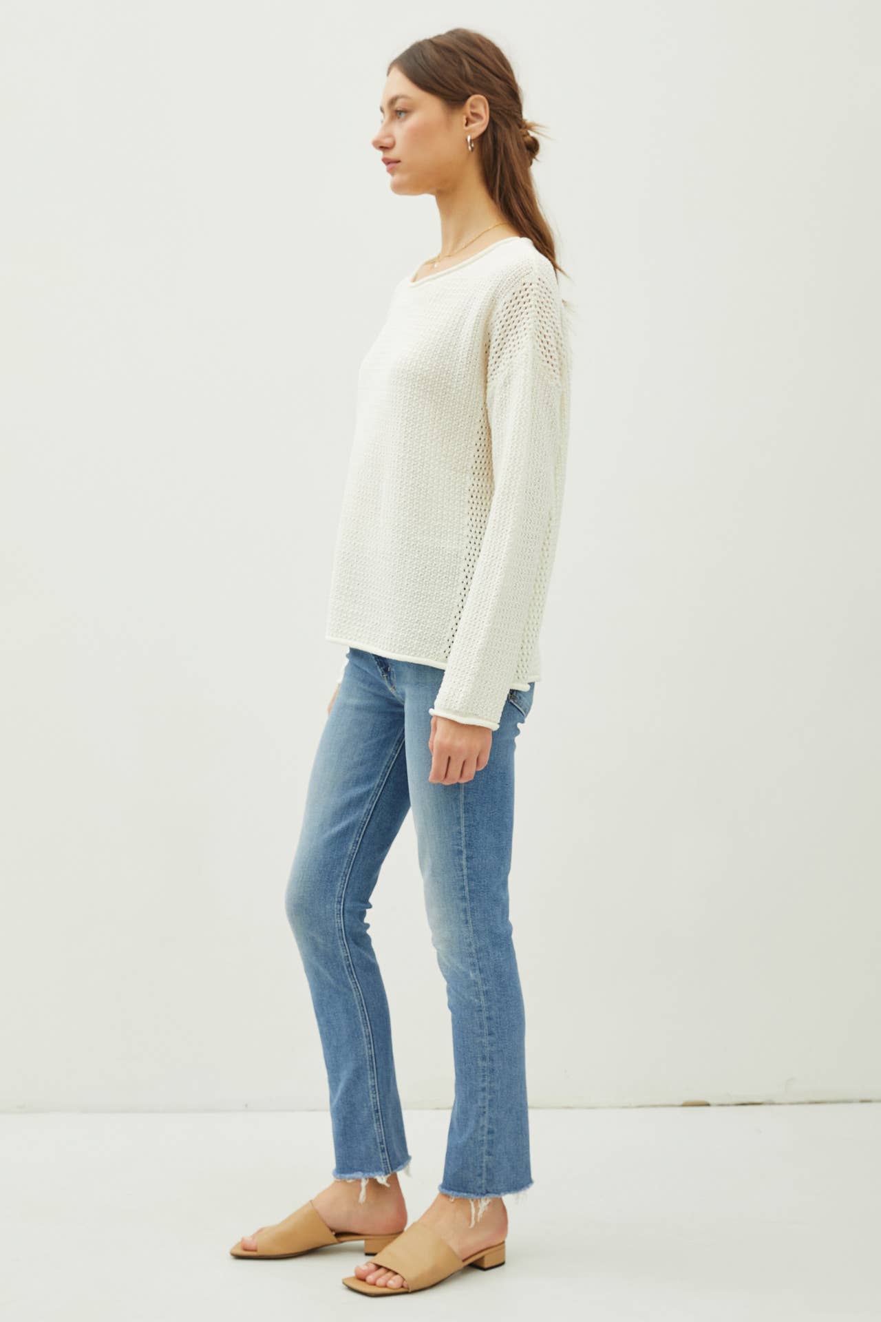 BOXY WAFFLE KNIT SWEATER