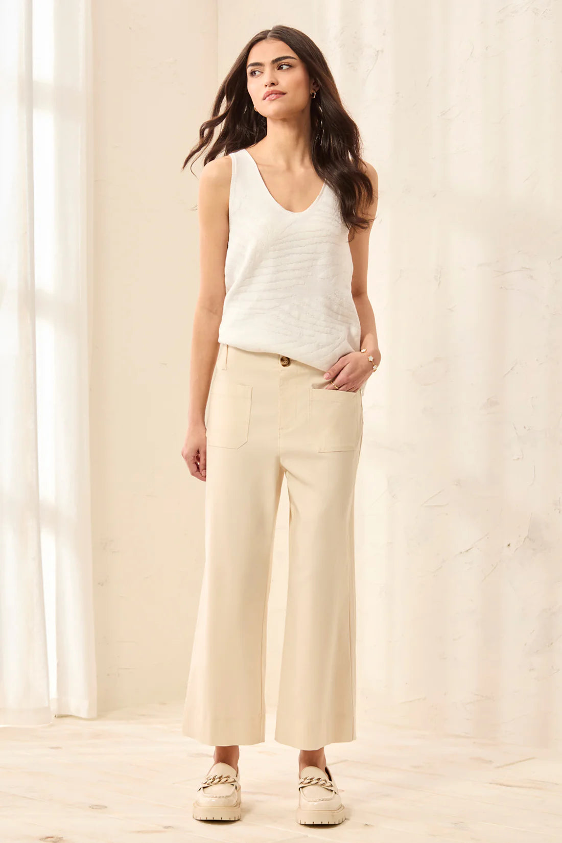 Tribal Fly Front Capri Pant