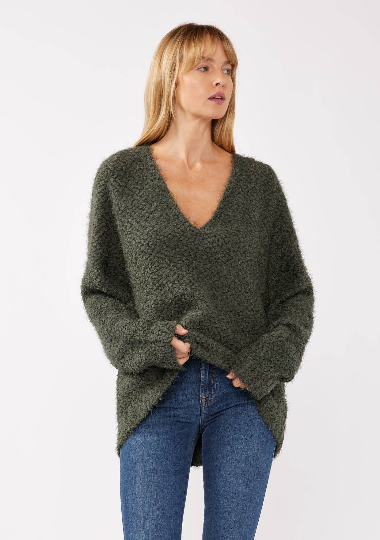 Lovestitch Hi-Low Fuzzy Pullover Sweater, 2 colors