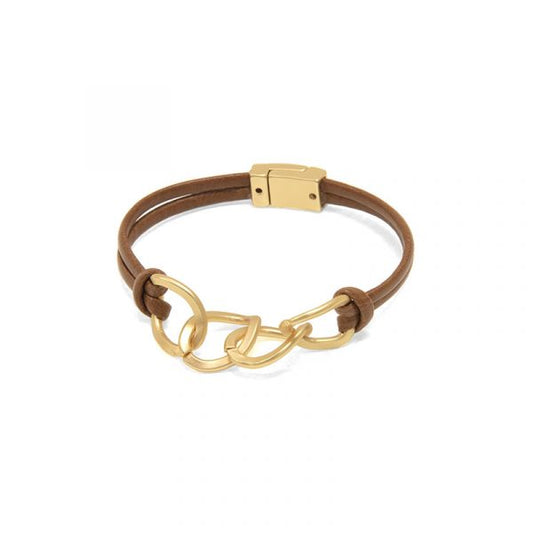 Joy Susan Leather & Gold Links Bracelet