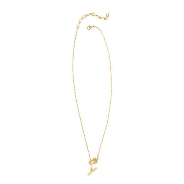 Joy Susan Gold Lock Lariat Necklace