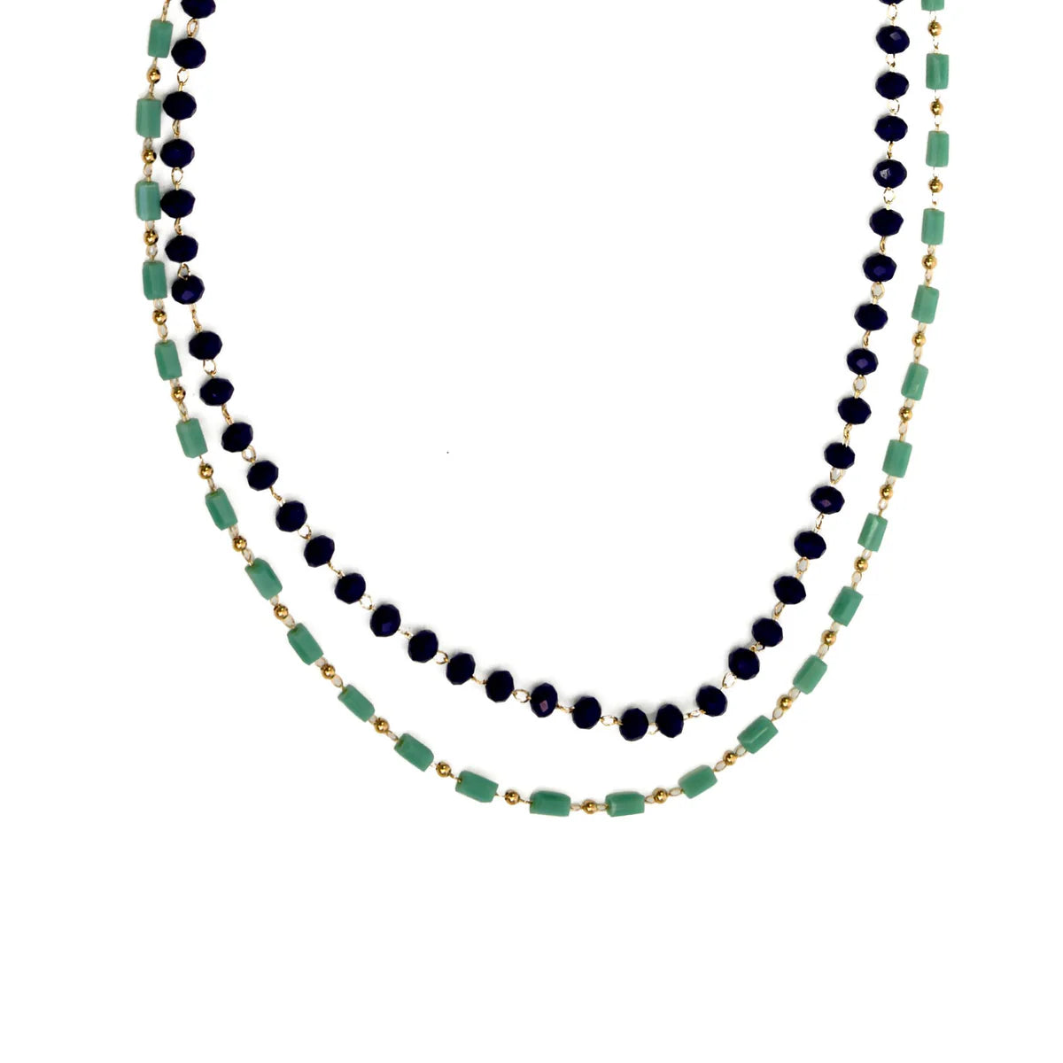 Joy Susan Navy/Turquoise Beaded Necklace