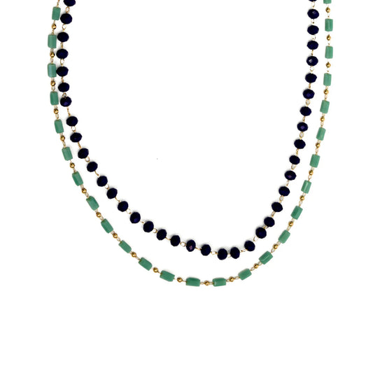 Joy Susan Navy/Turquoise Beaded Necklace