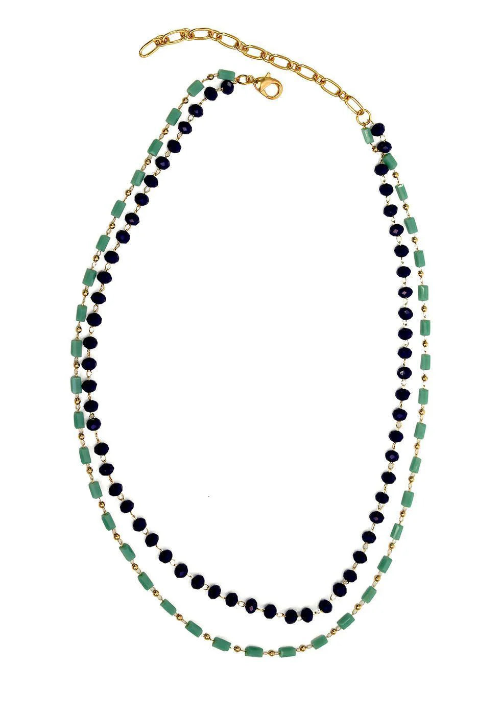 Joy Susan Navy/Turquoise Beaded Necklace