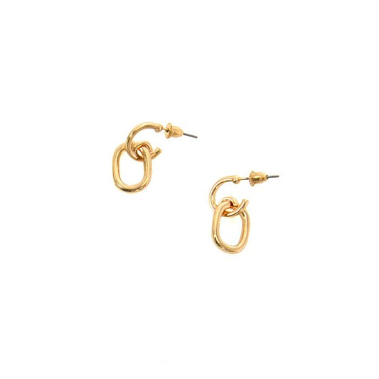 Joy Susan Gold Linked Hoop Stud Earrings
