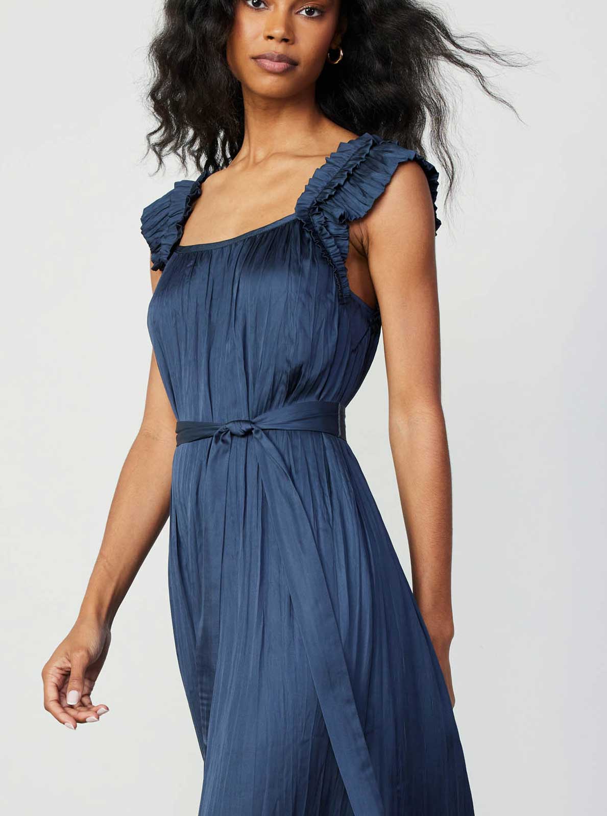 Double-Layer Ruffle Midi Dress