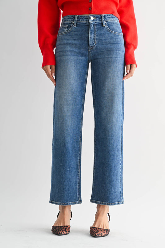 Just Black Denim Mid Rise Slim Wide Leg