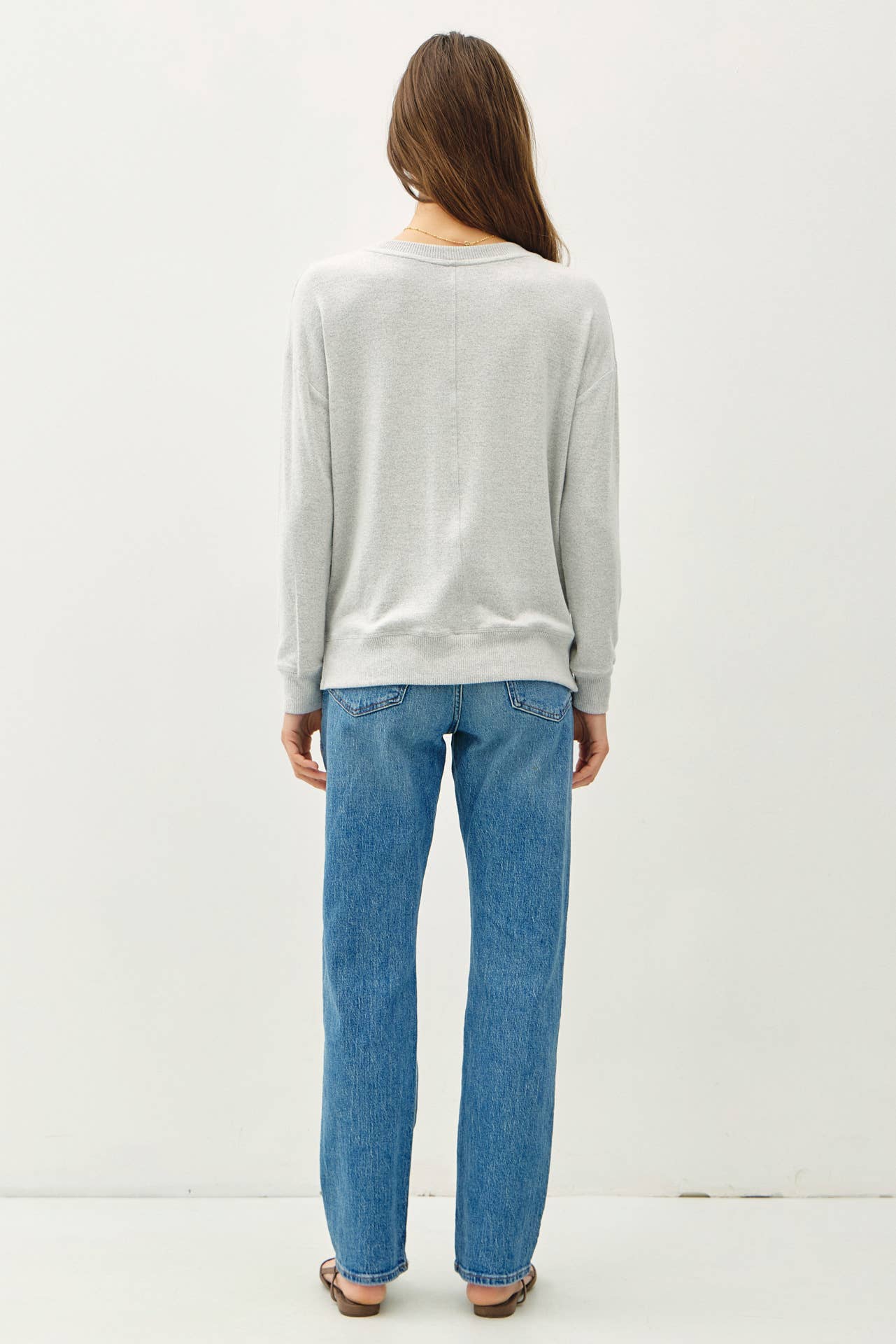 ROUND NECK HACCI BRUSHED PULLOVER KNIT TOP