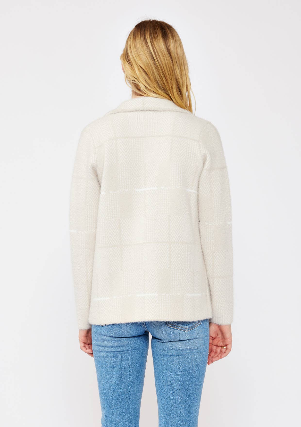 Lovestitch Plaid Sweater Blazer With Hidden Snaps