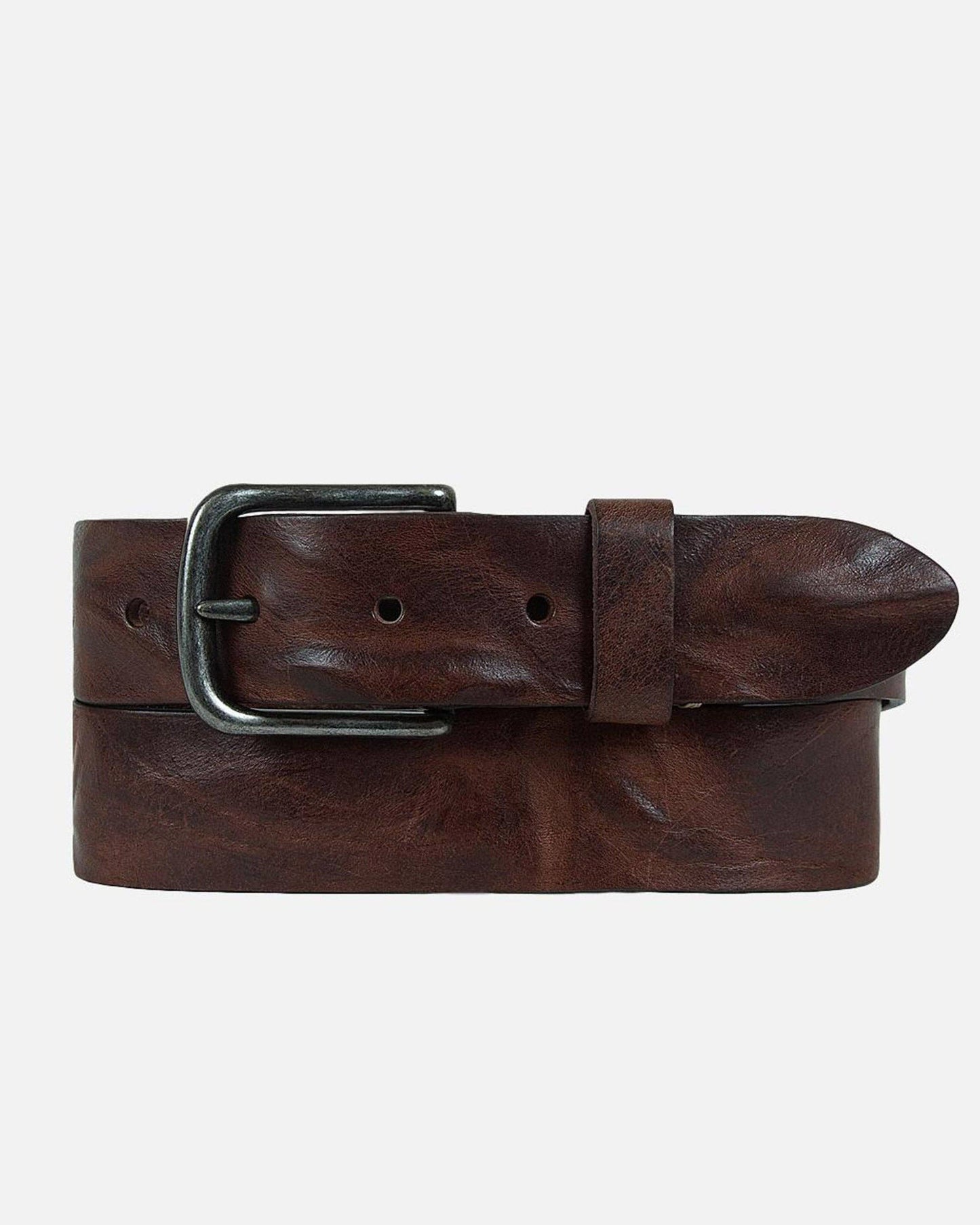 Dani | Silver Buckle Classic Casual Rugged Leather Belt