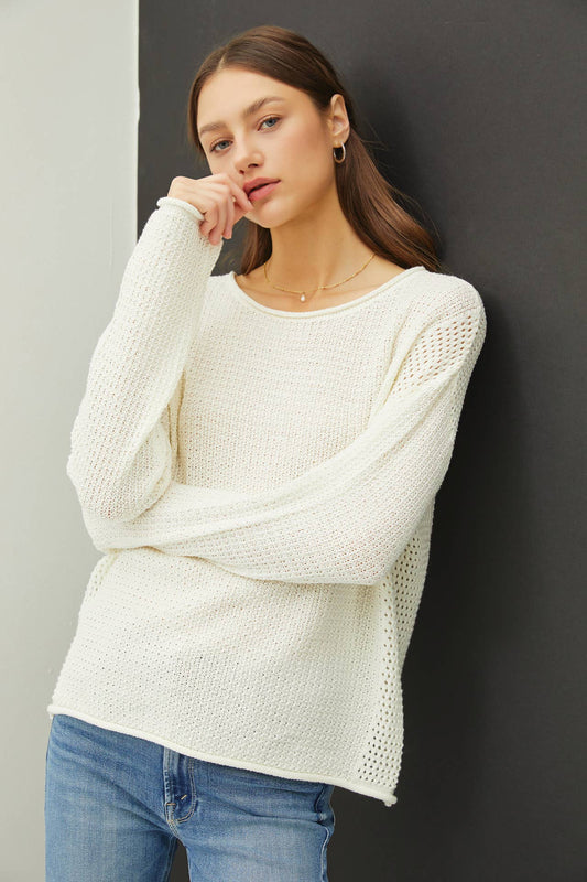 BOXY WAFFLE KNIT SWEATER