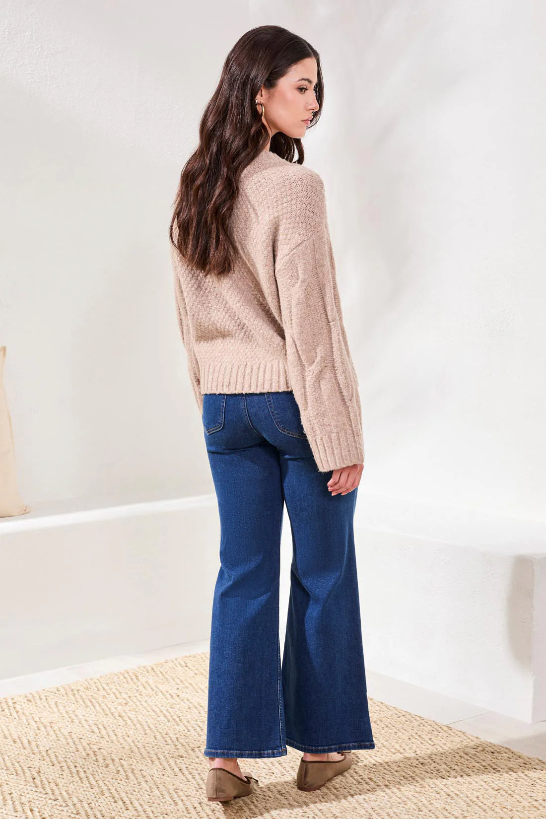 Tribal Crew Neck Cable Sweater