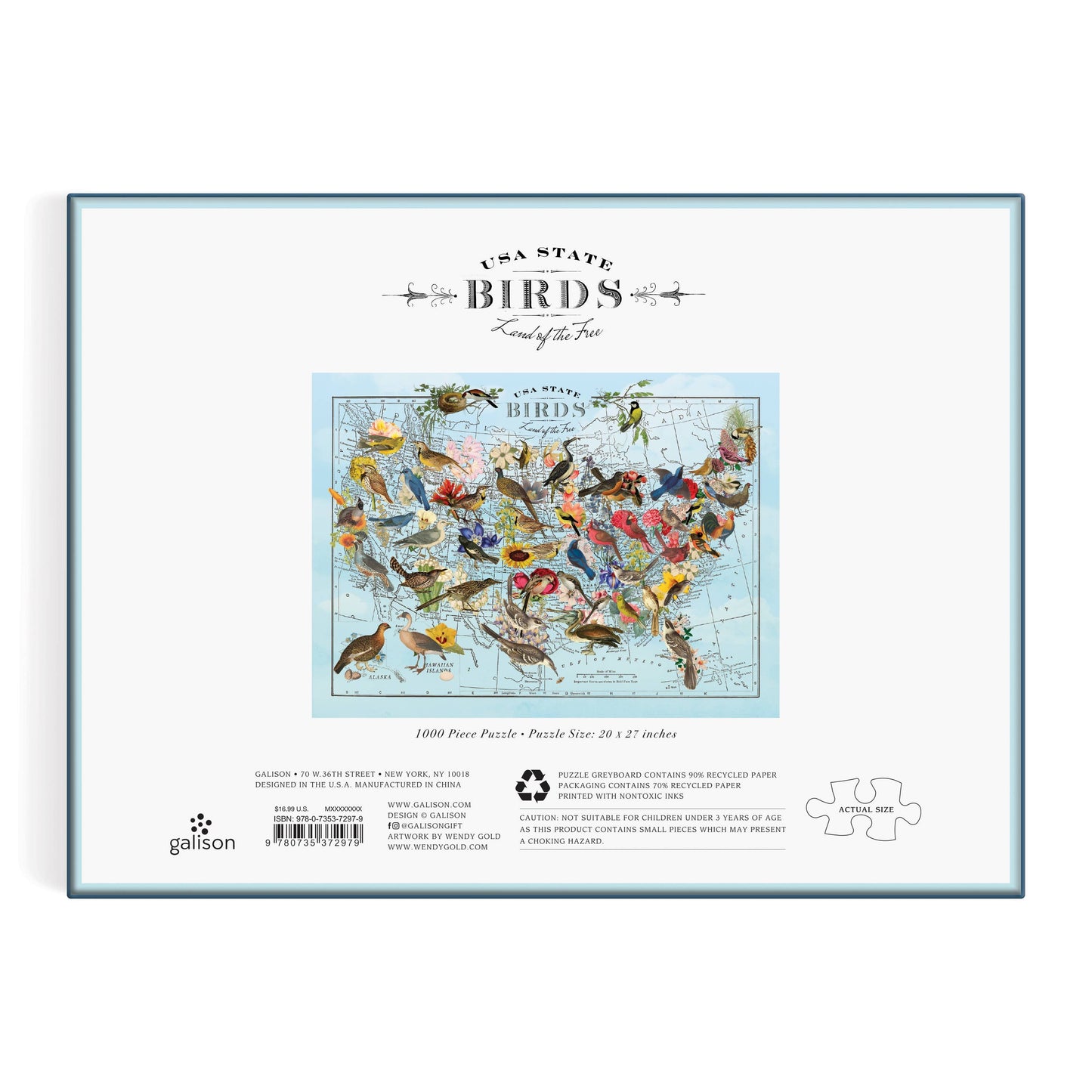 Wendy Gold State Birds 1000 Piece Puzzle