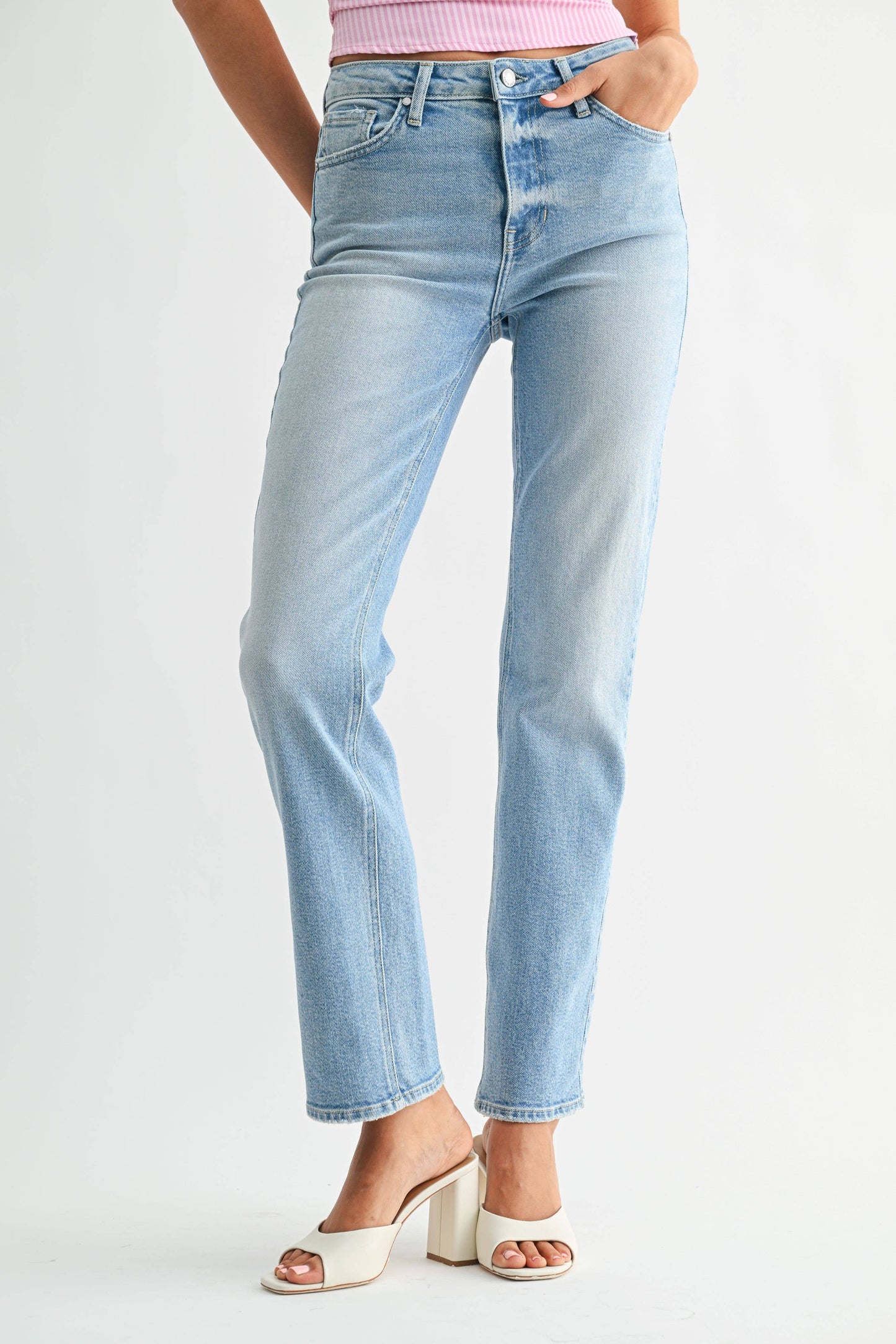Just Black Mid Rise Stovepipe Straight Leg