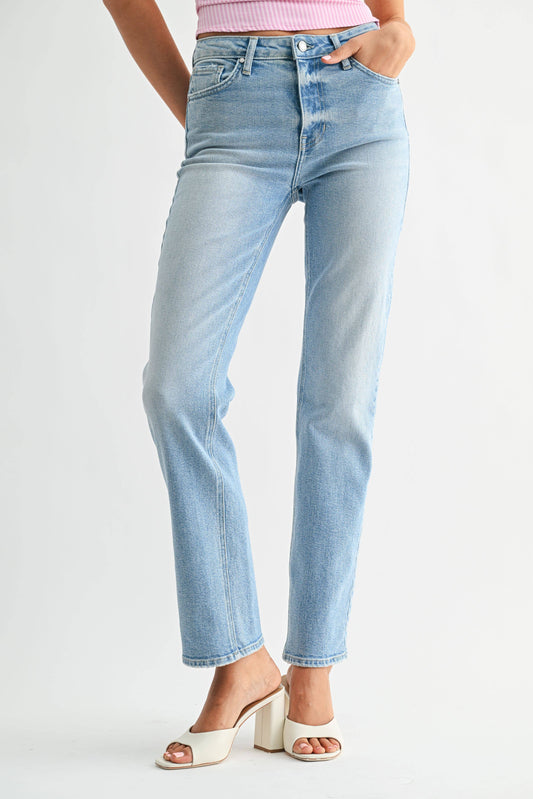 Just Black Mid Rise Stovepipe Straight Leg