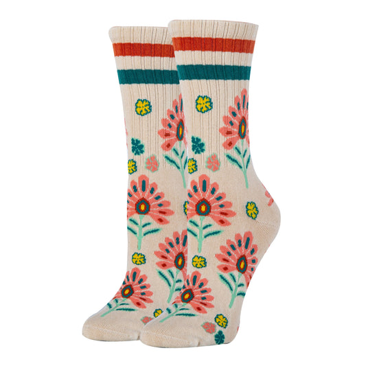 Wild Flowers | Women's Premium Athletic Floral Crew Socks