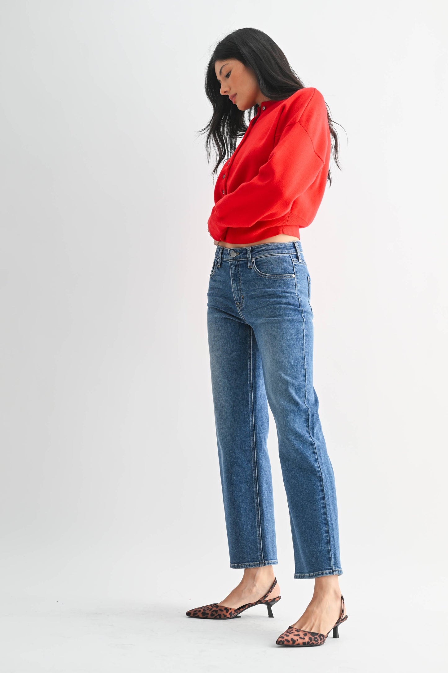 Just Black Denim Mid Rise Slim Wide Leg