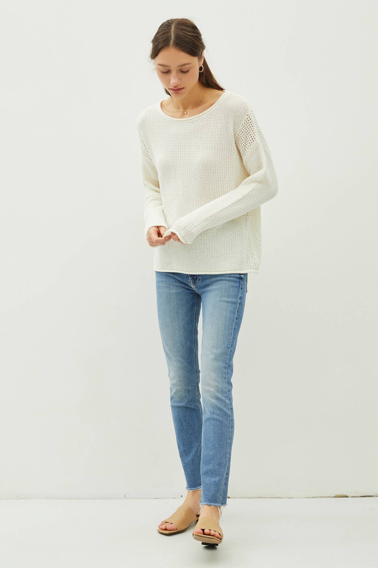 BOXY WAFFLE KNIT SWEATER