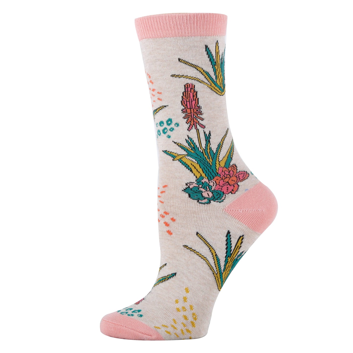 Aloe Vera | Women's Floral Premium Cotton Crew Socks