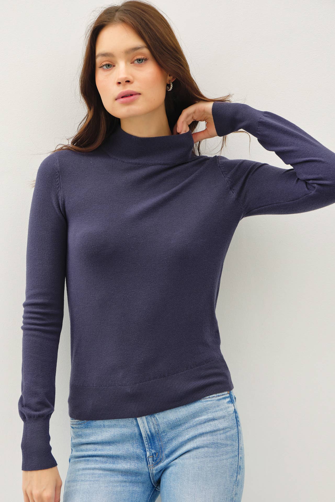 Be Cool Basic Mock Neck Sweater