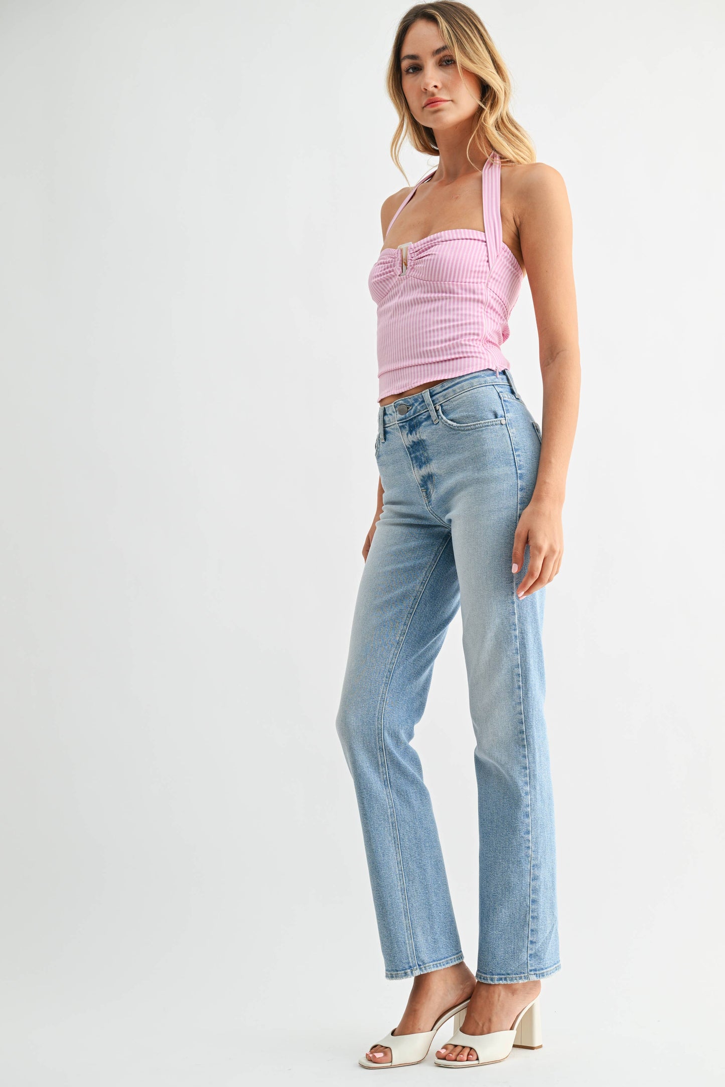 Just Black Mid Rise Stovepipe Straight Leg