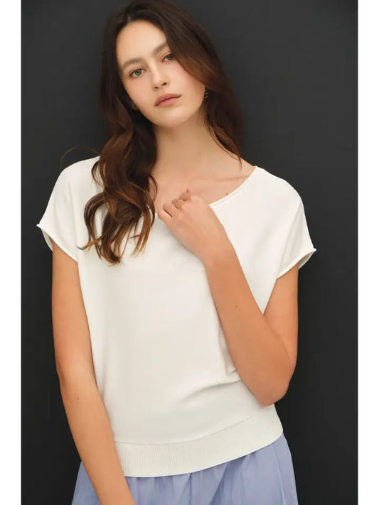 Be Cool Cap Sleeve Sweater Top, 2 colors