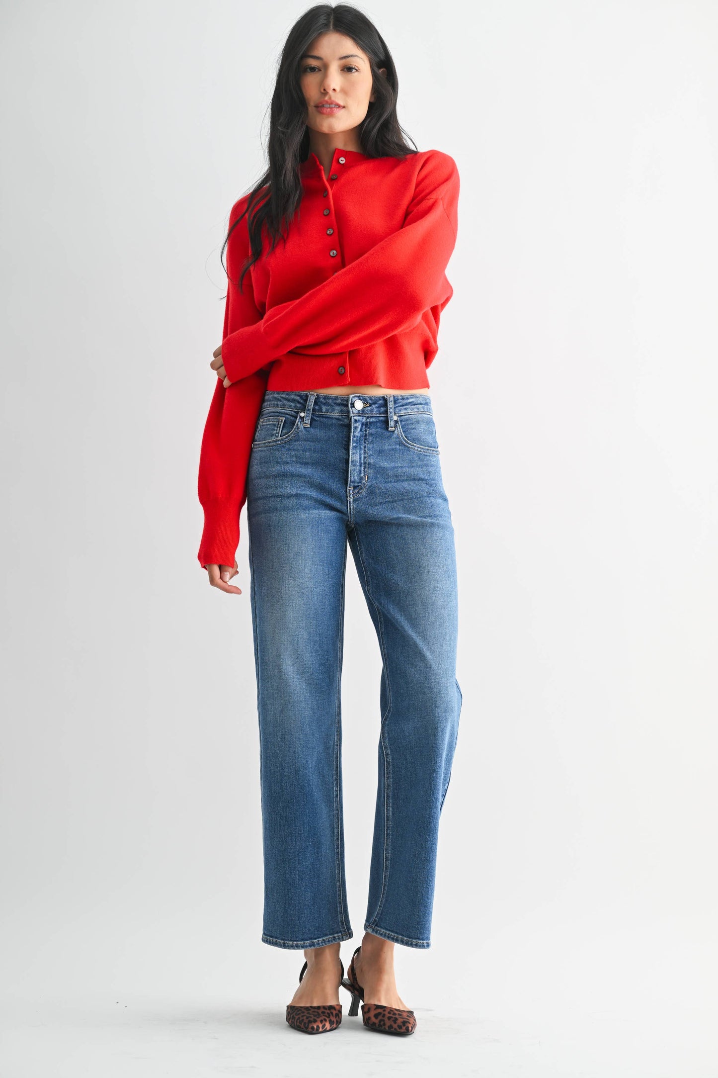 Just Black Denim Mid Rise Slim Wide Leg