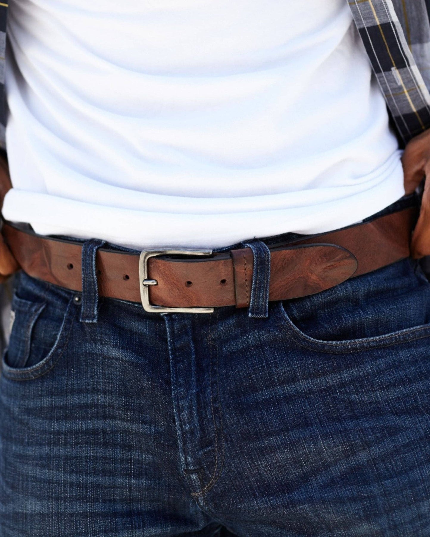 Dani | Silver Buckle Classic Casual Rugged Leather Belt