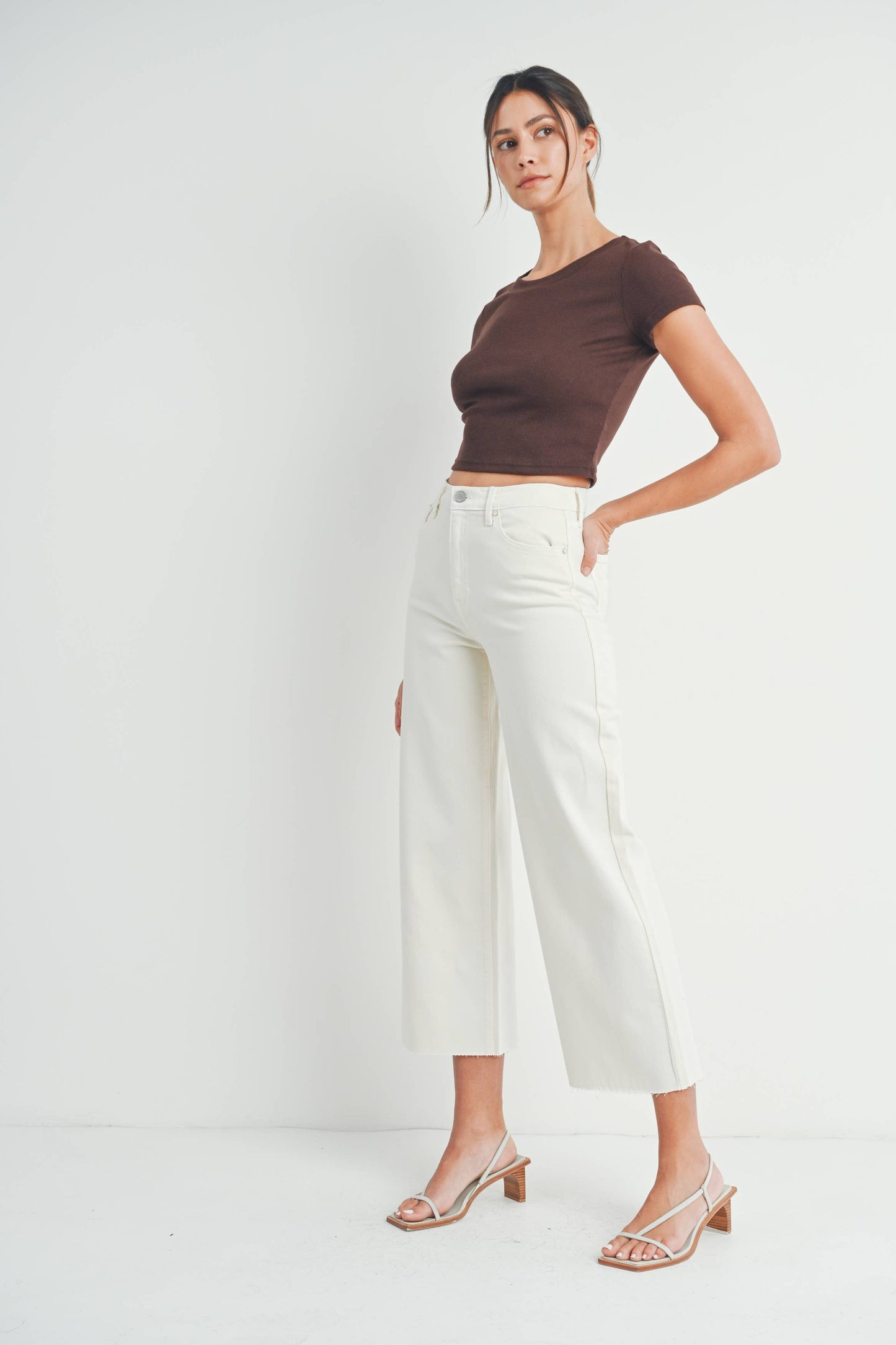 Scissor Cut Wide Leg Pants in Vanilla Bean