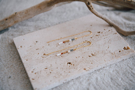 Seed Bead and Gold Plated Threader Earrings