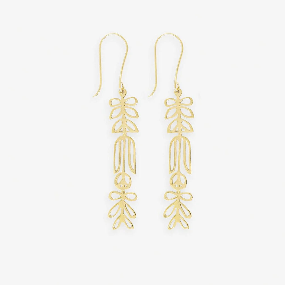 Ink+Alloy Brass Elsa Nordic Floral Earrings