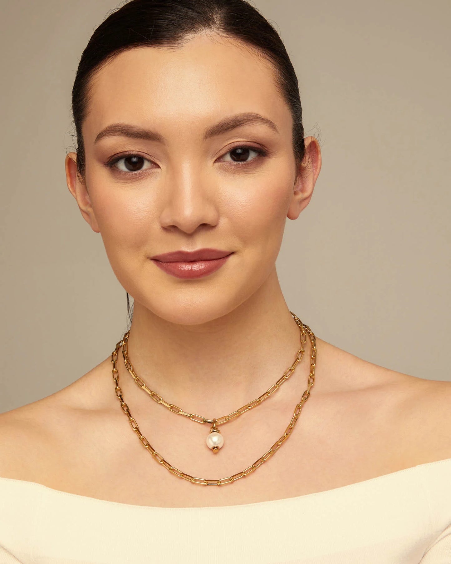 Uno de 50 Long Link Gold Chain Necklace