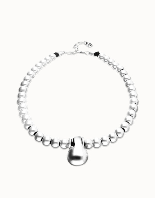 Uno de 50 Gravity Silver Short beaded Necklace 