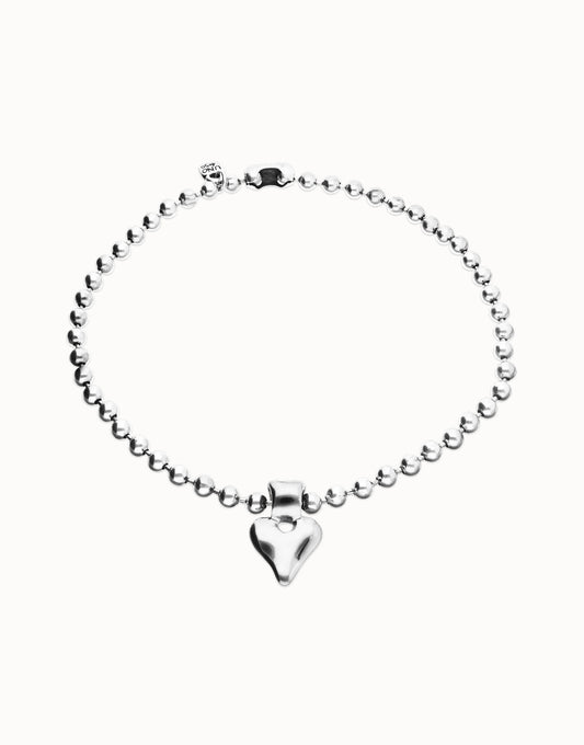 Uno de 50 Beat Beaded Heart Silver Necklace
