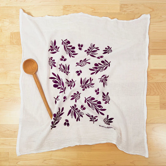 Flour Sack Dish Towel: Olives
