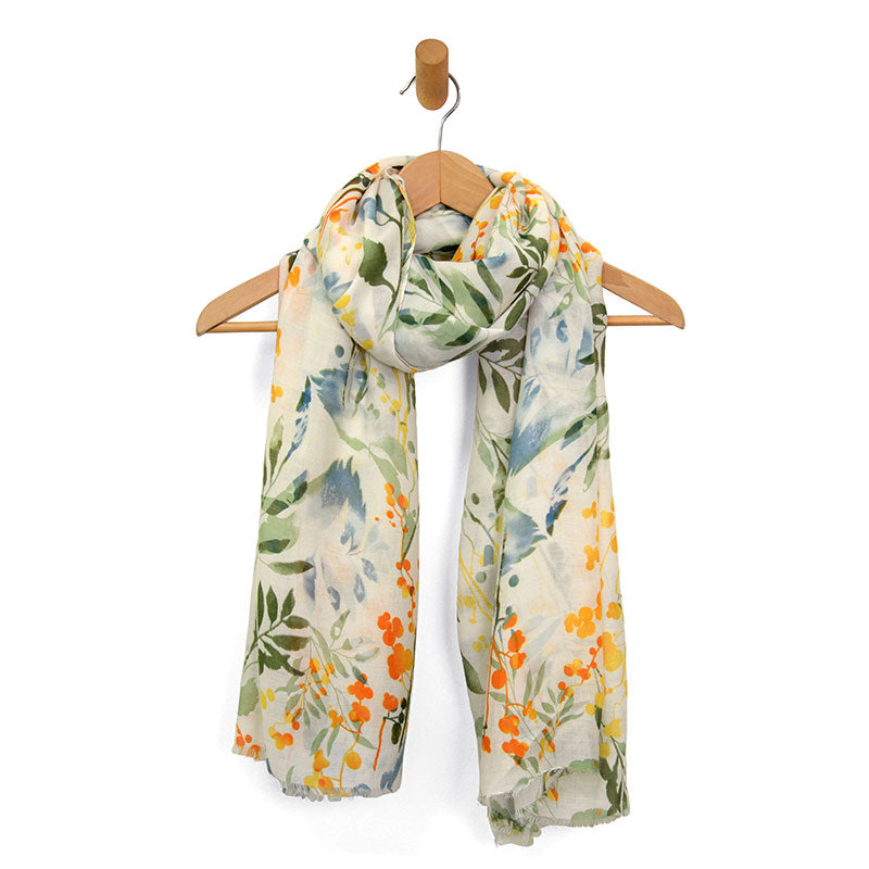 Joy Susan Yellow Botanical Berries Scarf