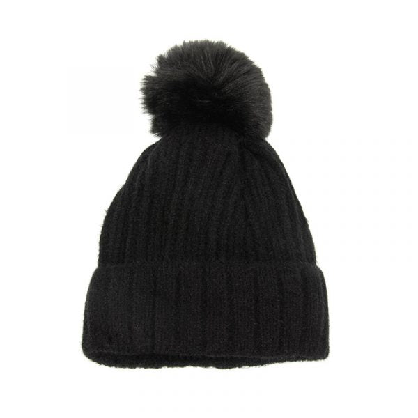 Joy Susan Rib Pompom Hat, 2 colors