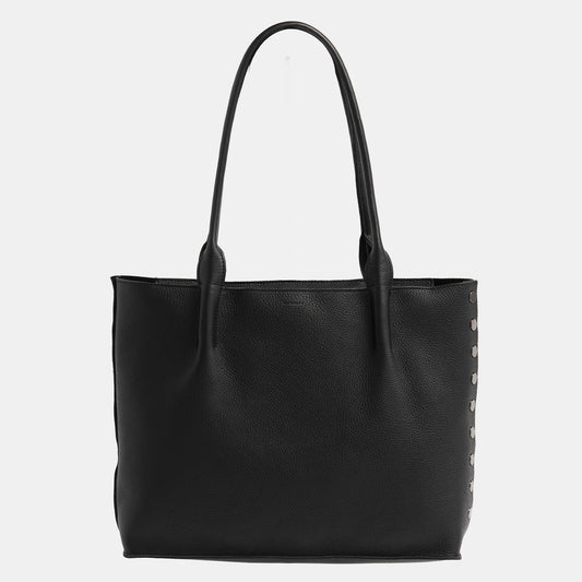 Hammitt Oliver Zip Black Leather Handbag in Black/Gunmetal