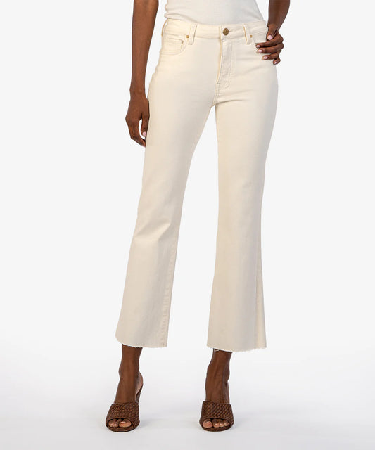 KUT KELSEY HIGH RISE ANKLE FLARE ECRU