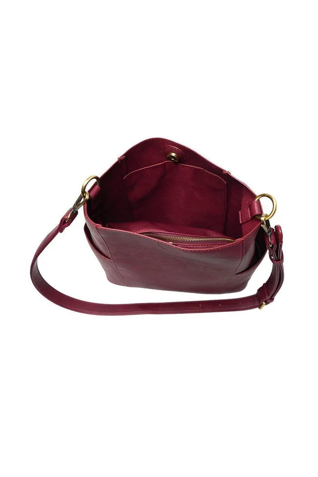 Joy Susan Kayleigh Bucket Bag in Garnet