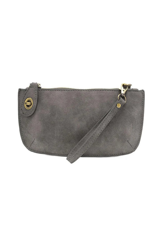 Joy Susan Faux Suede Crossbody Wristlet in Shadow