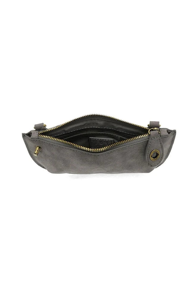Joy Susan Faux Suede Crossbody Wristlet in Shadow