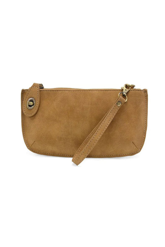 Joy Susan Faux Suede Crossbody Wristlet in Wheat
